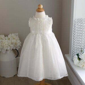 GORGEOUS Ivory Creme Dress Flower Girl Silk Organza Special Occasion 24 Months
